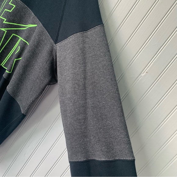 NIKE Sweatshirt (XL) Black w/gray block middle w/Nike Air + Logo in Lime Green - Picture 5 of 7